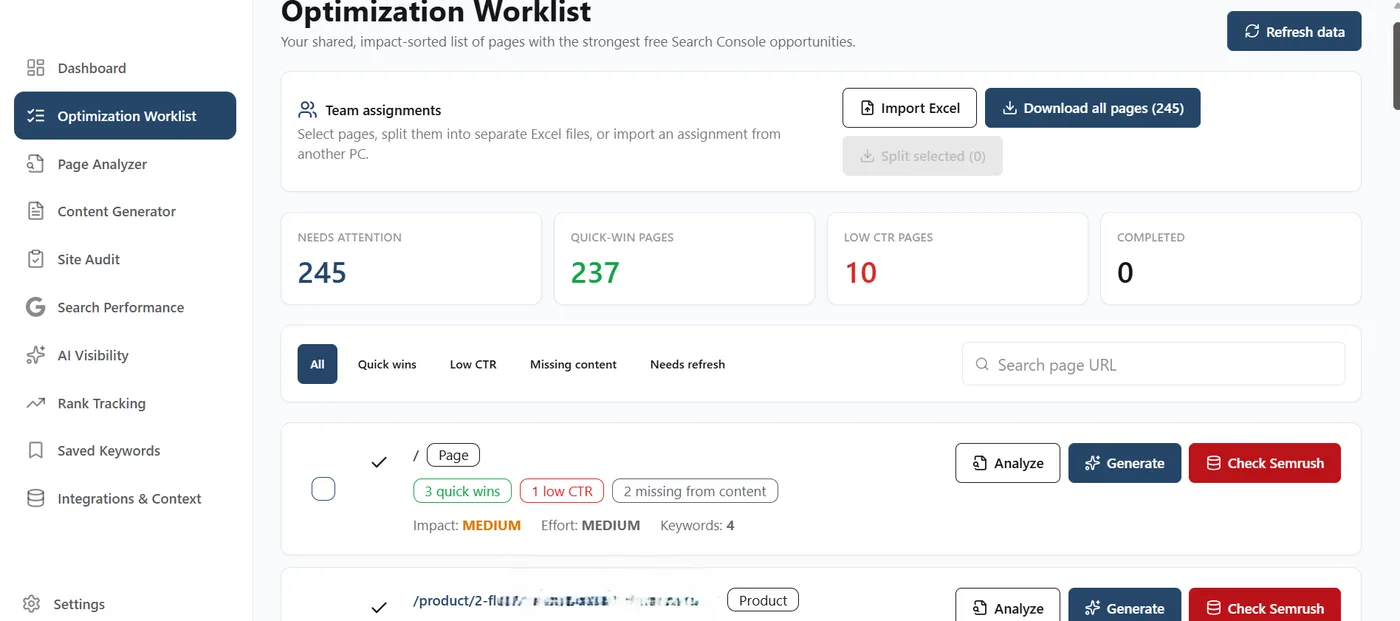 Optimization Worklist